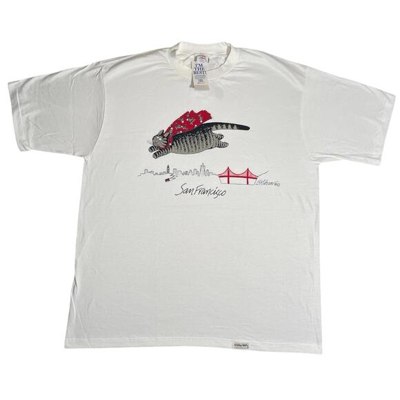 VTG 90s NWT B. Kliban Cat Crazy Shirts USA Flying Supercat San Francisco T Shirt